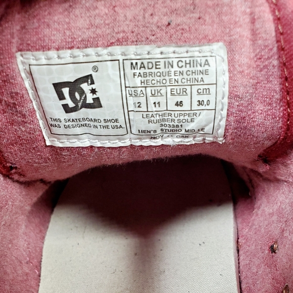DC Men's Size 12 Studio Middle Shoe Red - Picture 3 of 3